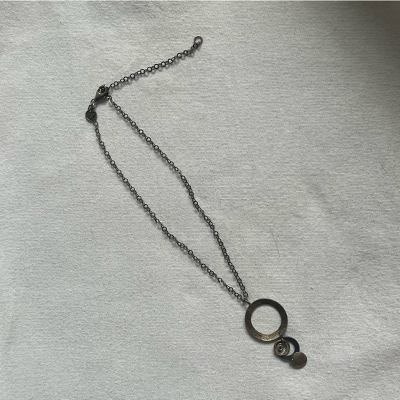 SILPADA N1709 Three Disk Swril Circle Hammered Pendant Necklace Sterling 925 19" - Picture 2 of 3